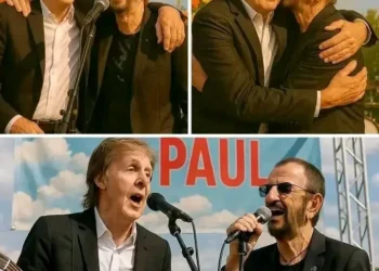 Emotional Moment: In a jaw-dropping moment that left 58,000 fans screaming, Paul McCartney pulled off the unthinkable—welcoming Ringo Starr onstage for a surprise Beatles mini-reunion! The crowd roared as Ringo, just days after turning 79, smashed through Sgt. Pepper’s Reprise and Helter Skelter, sounding as fierce as ever. But McCartney had one more shock up his sleeve: guitar legend Joe Walsh burst out for a blistering duel on The End, sending shockwaves through the arena. The audience — packed with stars like Leonardo DiCaprio and Emma Stone — danced wildly through the three-hour rock extravaganza. A night of pure musical history, where legends reunited and magic exploded under the LA sky!..